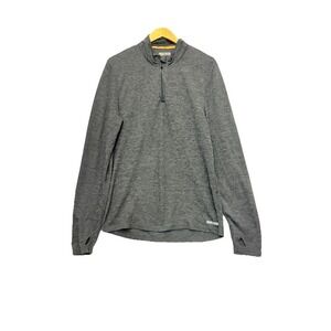 Omni Wool 1/4 Zip Pullover‎ Mens XL Gray Base Layer Long Sleeve Thumb Holes